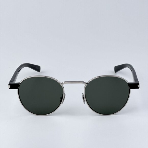 Saint Laurent SL707 001 BRAND NEW Sunglasses Silver Havana Grey Oval Unisex - Picture 6 of 13